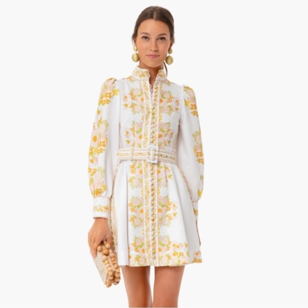 NEW Tuckernuck Beulah Leila Women’s Yellow Belted Floral Dress Small B2782